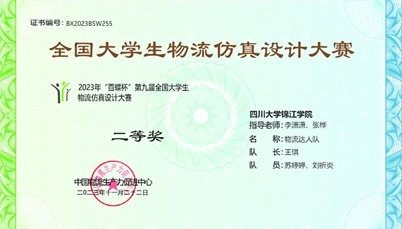 我校学子获“百蝶杯”第九届全国大学生物流仿真设计大赛二等奖2项